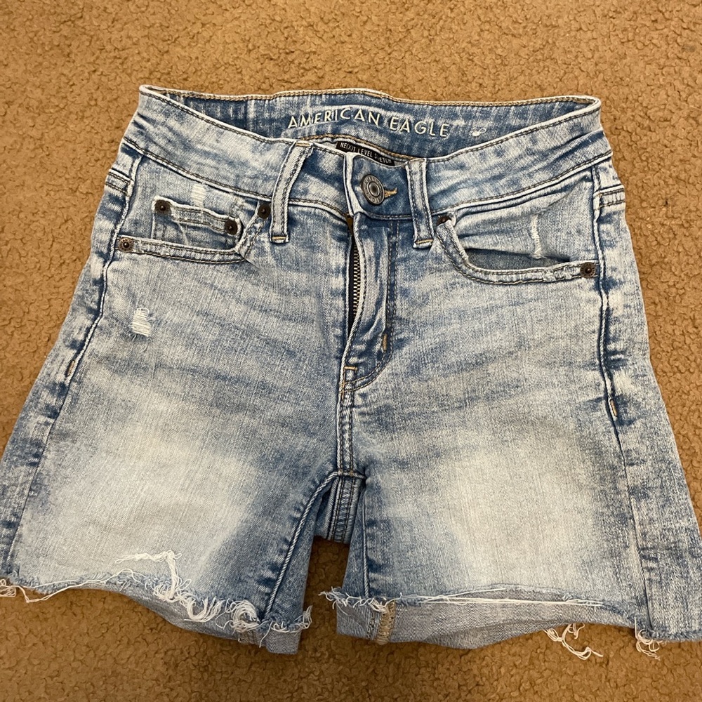 Light wash denim shorts